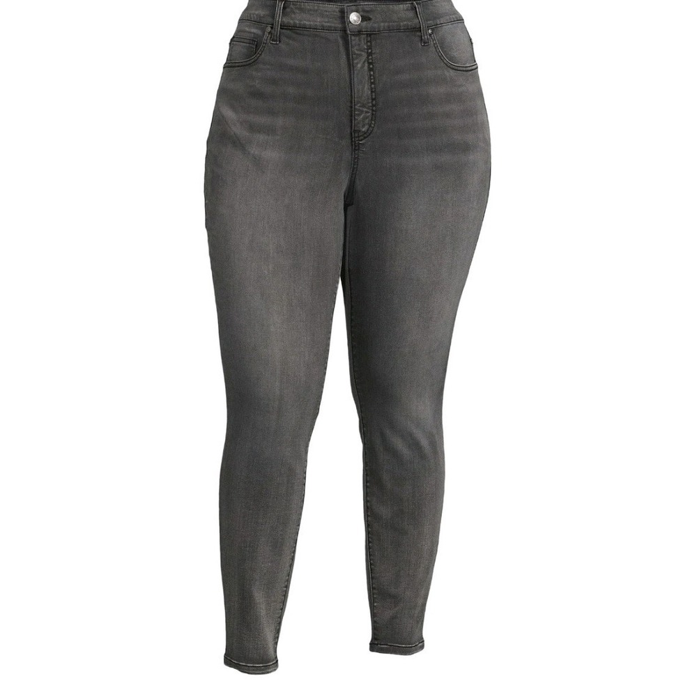 New Terra & Sky Women's Plus Size High Rise Skinny Jeans, Gray, 26W Petite Flaws